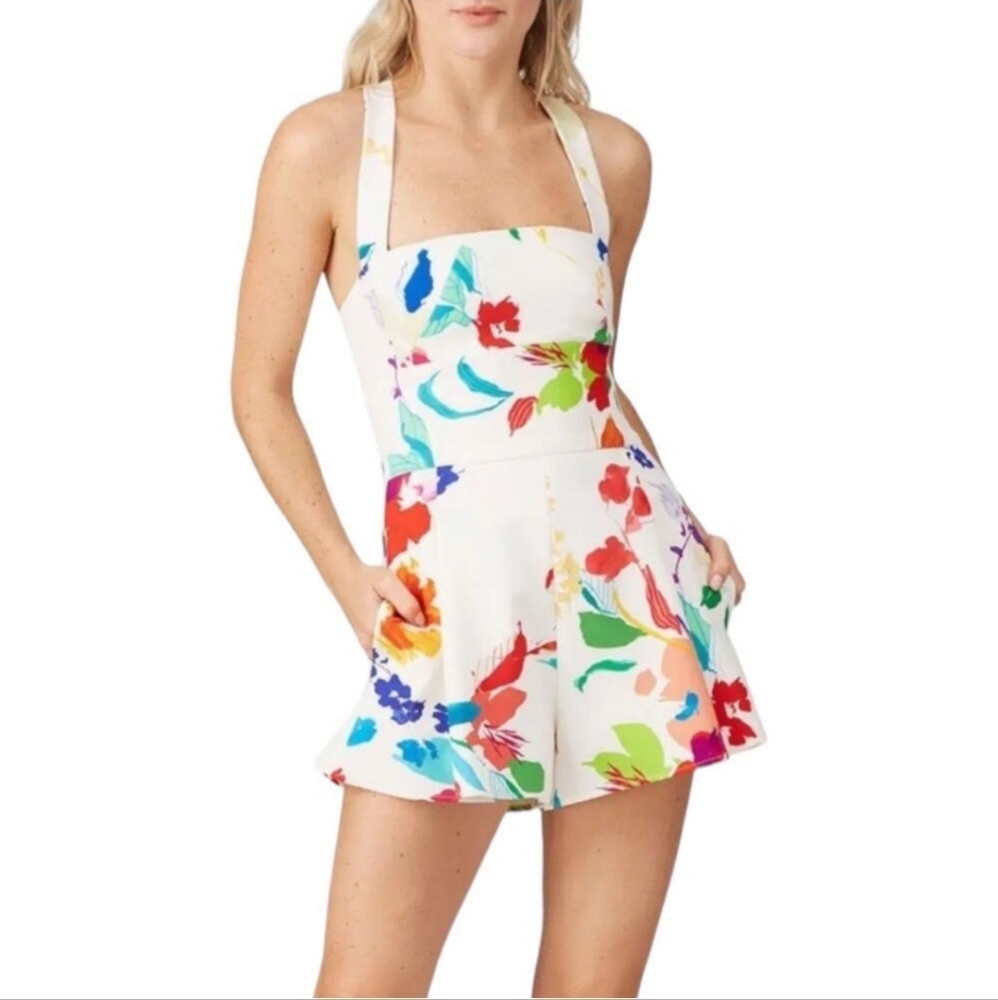 Black Halo Emerson Pink Playsuit Romper Crisscross Straps - 10 - Picture 2 of 10